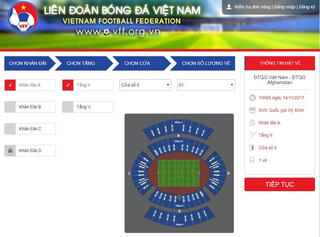 VFF thử nghiệm bán vé qua mạng trận Việt Nam – Afghanistan