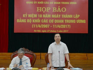 10 năm thành lập Đảng bộ Khối các cơ quan Trung ương: Khen thưởng 125 chi bộ tiêu biểu