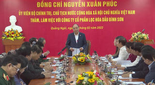 Chủ tịch nước Nguyễn Xuân Phúc thăm và làm việc với Công ty Lọc hóa dầu Bình Sơn