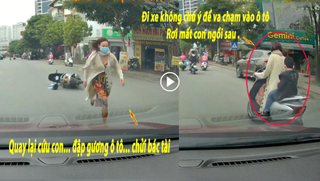 [VIDEO]: Nữ ‘ninja đi Lead’ va chạm ô tô ‘rơi’ con xuống đường