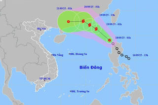 Xuất hiện áp thấp nhiệt đới trên biển Đông giật cấp 9