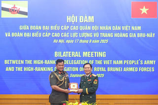 Đại tướng Nguyễn Tân Cương đón và hội đàm với Tư lệnh Quân đội Hoàng gia Brunei