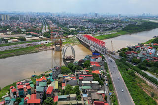 Toàn cảnh cầu Đuống mới gần 1.850 tỷ đồng ở cửa ngõ Thủ đô dần thành hình
