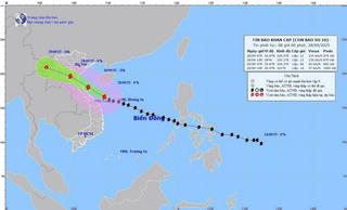 Dự báo 19 giờ ngày 28/9, bão trên vùng biển Nghệ An-Quảng Trị