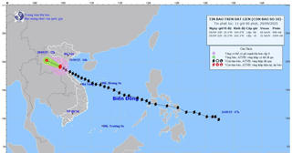 Bão số 10 giảm cấp, di chuyển lên khu vực biên giới Nghệ An - Trung Lào