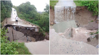 Cống thoát nước bị sập, gây chia cắt giao thông tại Quảng Trị