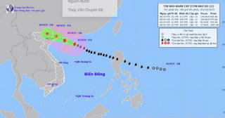 Sáng 6/10, bão số 11 Matmo giảm xuống cấp 9 trên khu vực Quảng Ninh và Quảng Tây