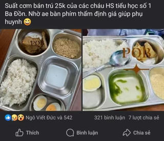 Xác minh suất ăn 25.000 đồng gây xôn xao tại Trường Tiểu học ở Quảng Trị