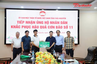Tỉnh Thái Nguyên tiếp nhận 5,5 tỷ đồng ủng hộ khắc phục hậu quả bão số 11