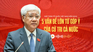 Chủ tịch Ủy ban Trung ương MTTQ Việt Nam Đỗ Văn Chiến trình bày một số nội dung chủ yếu tổng hợp ý kiến, kiến nghị của cử tri và Nhân dân gửi tới Kỳ họp thứ 10