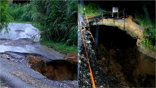 Quảng Trị: Xuất hiện điểm sạt lở gây đứt gãy nền đường tỉnh 571