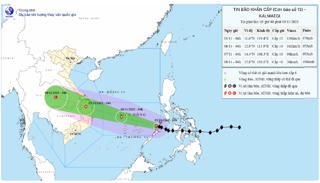 Bão Kalmaegi giật cấp 16, cách đảo Song Tử Tây khoảng 510km