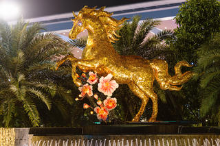 Đà Nẵng: Bất ngờ xuất hiện linh vật ngựa vàng chào Xuân Bính Ngọ tại sân bay