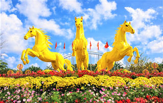 [Video] Đà Nẵng: “Tam mã phi thiên” rực vàng hút khách check-in 