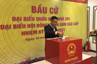 Bí thư Thành ủy Đà Nẵng Lê Ngọc Quang bỏ phiếu bầu cử tại phường Hải Châu