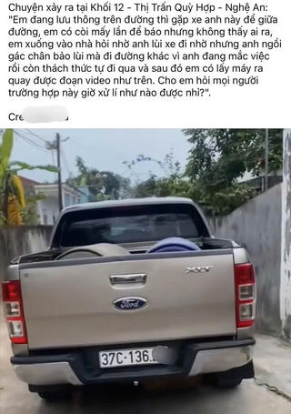 Nghệ An: Xác minh clip tài xế đỗ xe chắn đường, thách thức người khác