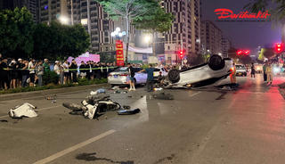 Ô tô gây tai nạn liên hoàn giữa đêm ở Hà Nội