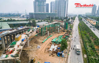 Nút giao 2.400 tỷ đồng trên Đại lộ Thăng Long dần hiện rõ hình hài