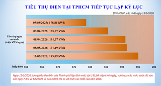 Tiêu thụ điện tại TP Hồ Chí Minh tiếp tục lập kỷ lục