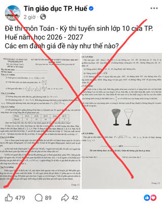 Đề thi môn Toán vào lớp 10 ở Huế có tổng 11 điểm là sai sự thật
