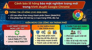 Công an TP Hà Nội cảnh báo lỗ hổng bảo mật mới trong trình duyệt Google Chrome