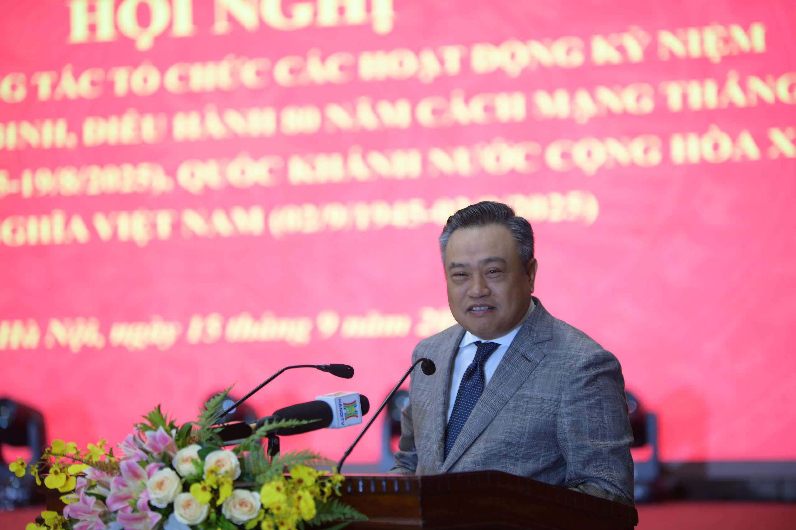 Chủ tịch UBND TP Hà Nội Trần Sỹ Thanh phát biểu tại Hội nghị. Ảnh: P. Sỹ.