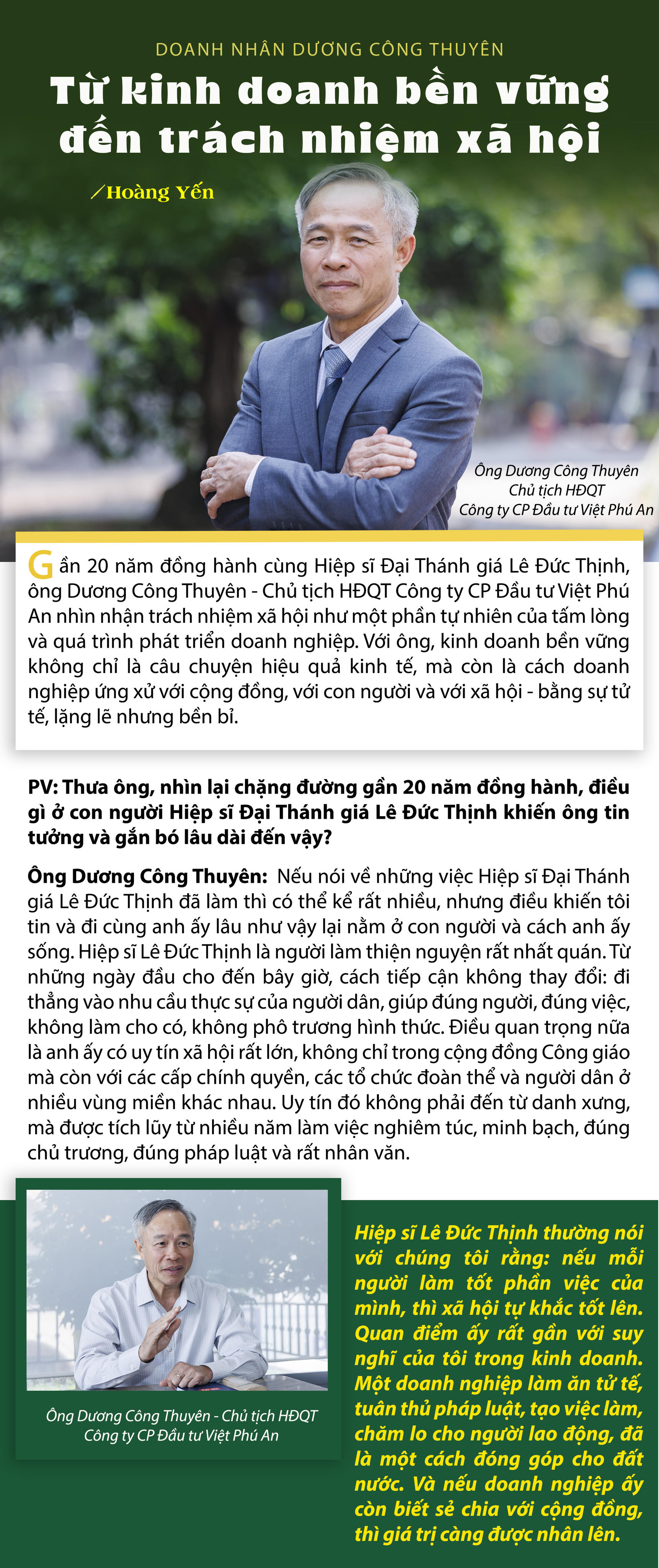 Doanh nhân Dương Công Thuyên: 
Từ kinh doanh bền vững đến trách nhiệm xã hội 
