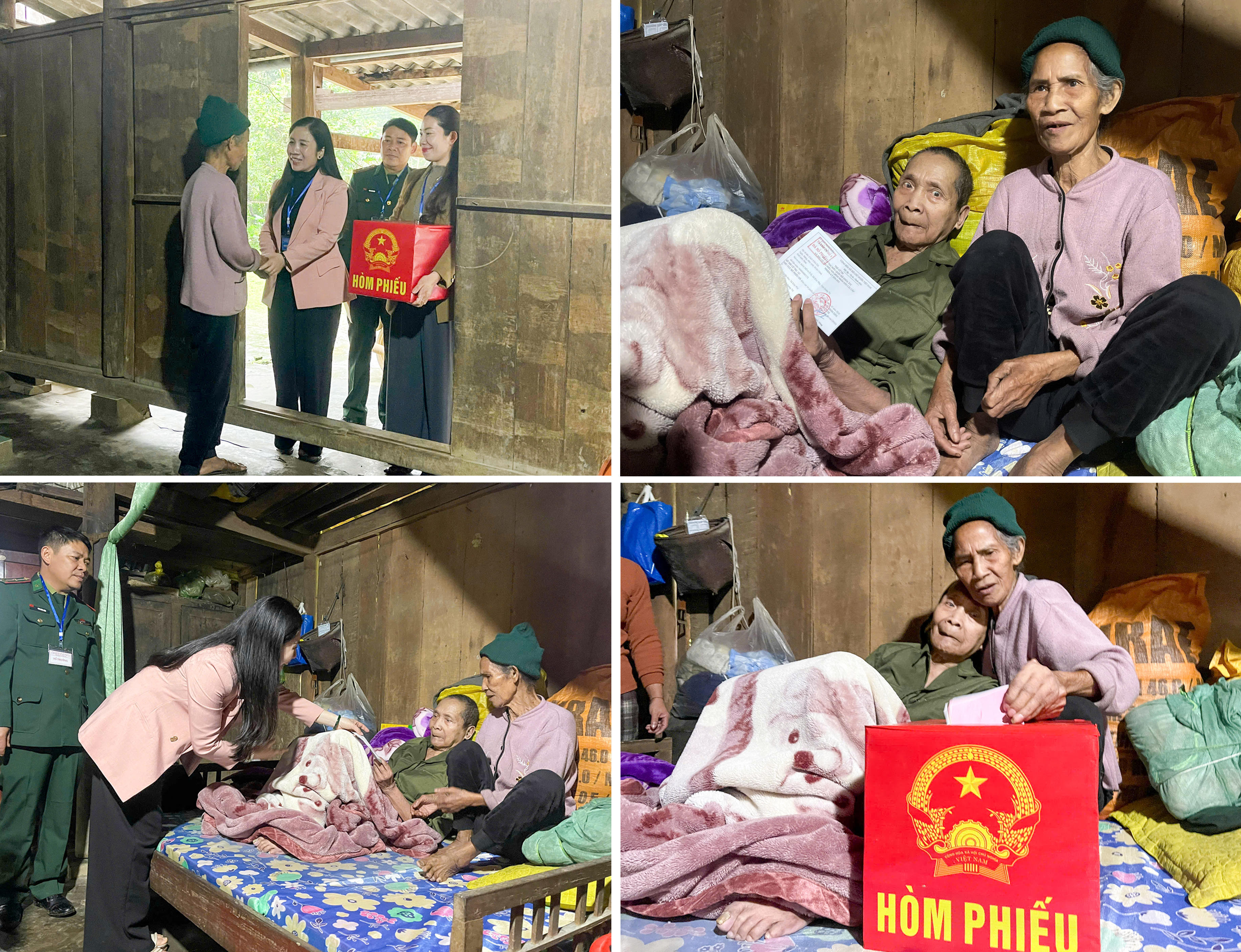 Bà Cao Thị Bang chậm rãi tự tay bỏ phiếu, thực hiện quyền của mình.