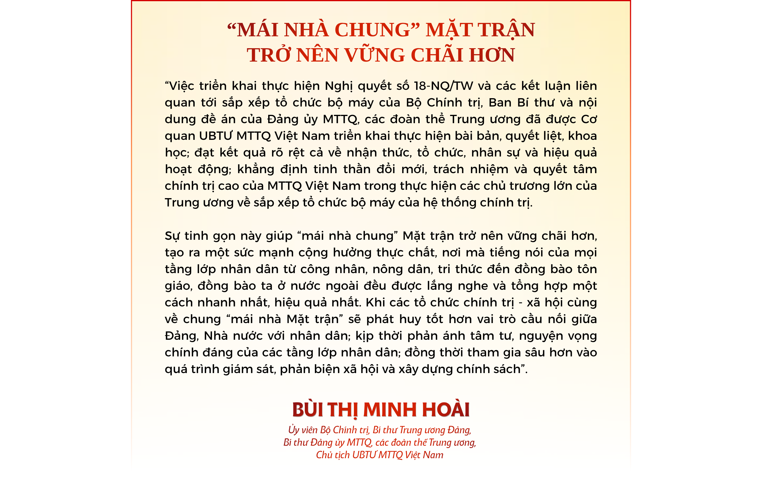 Sức mạnh từ mái nhà chung - Bài 1: Bước chuyển mới của hệ thống Mặt trận