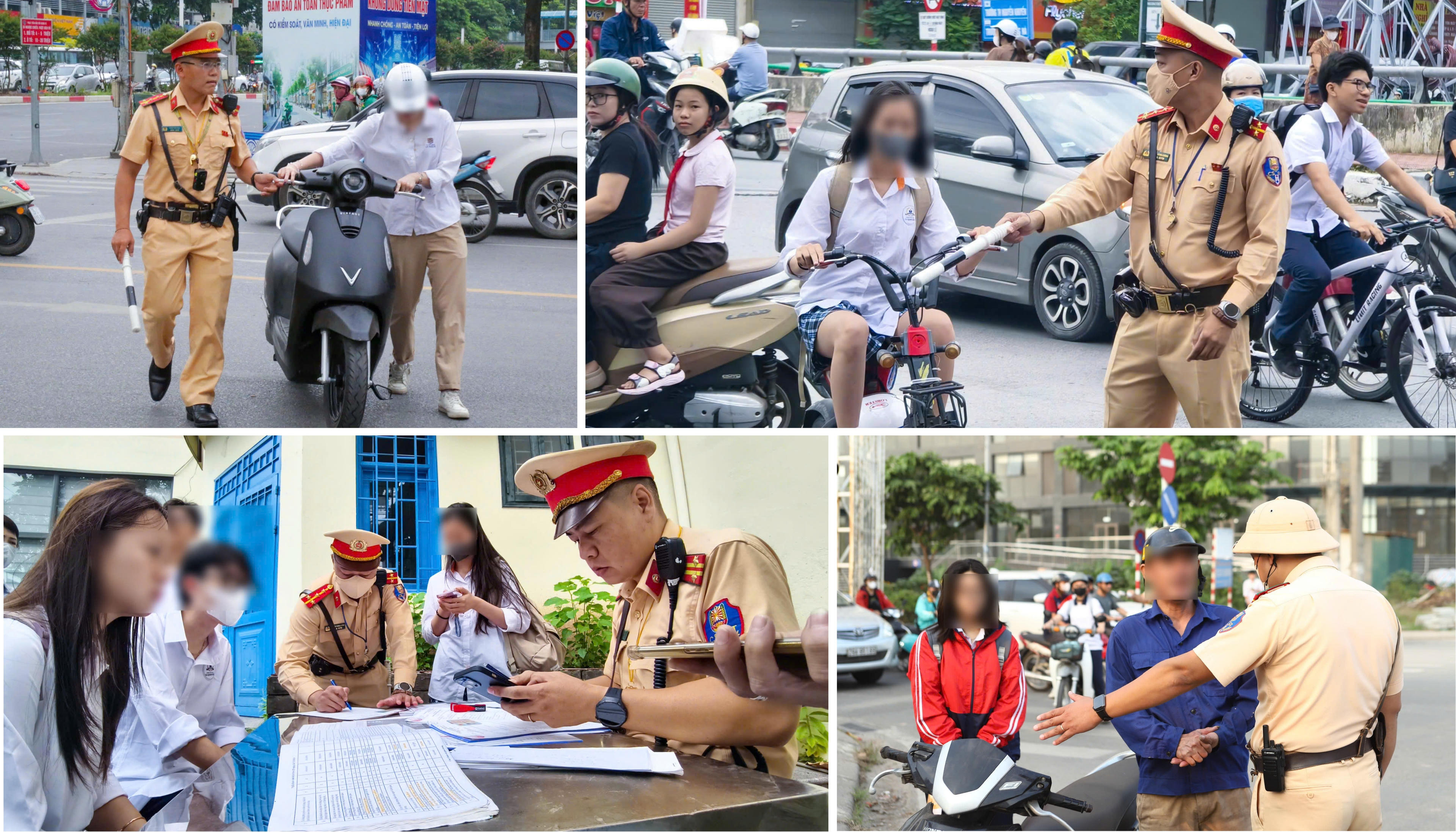 Cảnh sát giao thông xử lý nhiều trường hợp học sinh vi phạm giao thông.